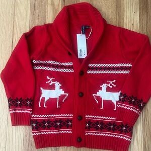 NWT Size 5 Janie and Jack FAIR ISLE REINDEER CARDIGAN